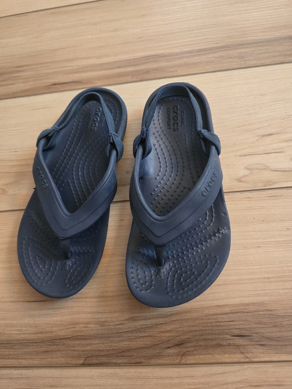 Crocs Kids' Navy Flip Sandals - Comfortable Everyday Footwear C11